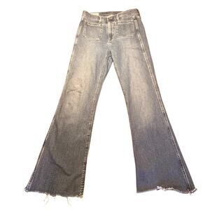 GAP Jeans 70s Flare High Rise Stretch Denim Boho Hippie 28R (27x29) Raw Hem